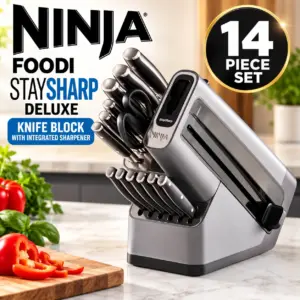 NINJA FOODI STAYSHARP DELUXE 14 PIECE KNIFE BLOCK WITH INTEGRATED SHARPENER